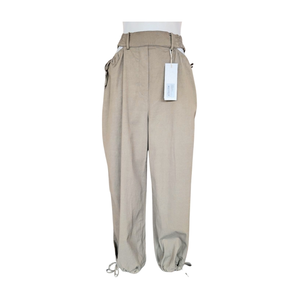 NWT Dion‎ Lee Cotton Viscose Gathered Tie Pant Slate Green Size 8 - Picture 4 of 14